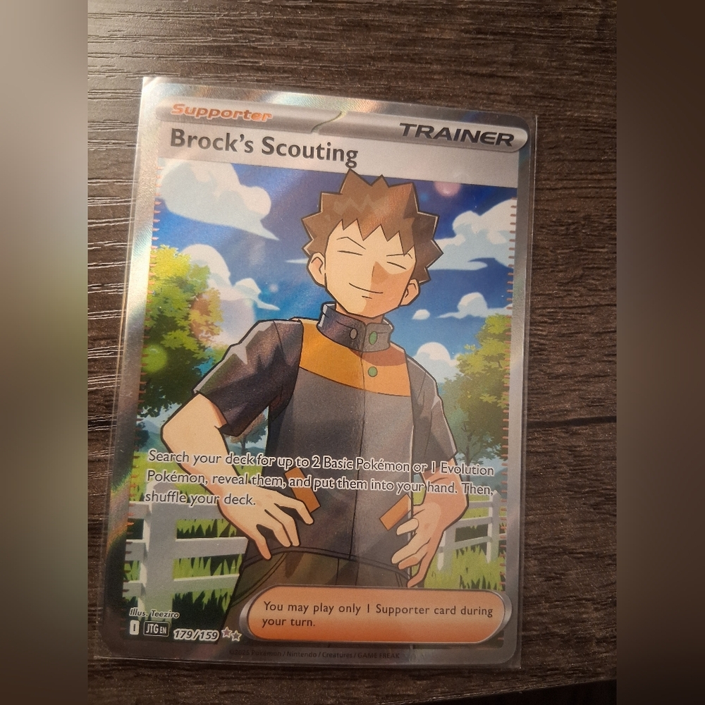 Pokemon Trading Card - Brock's Scouting with Orange and Green